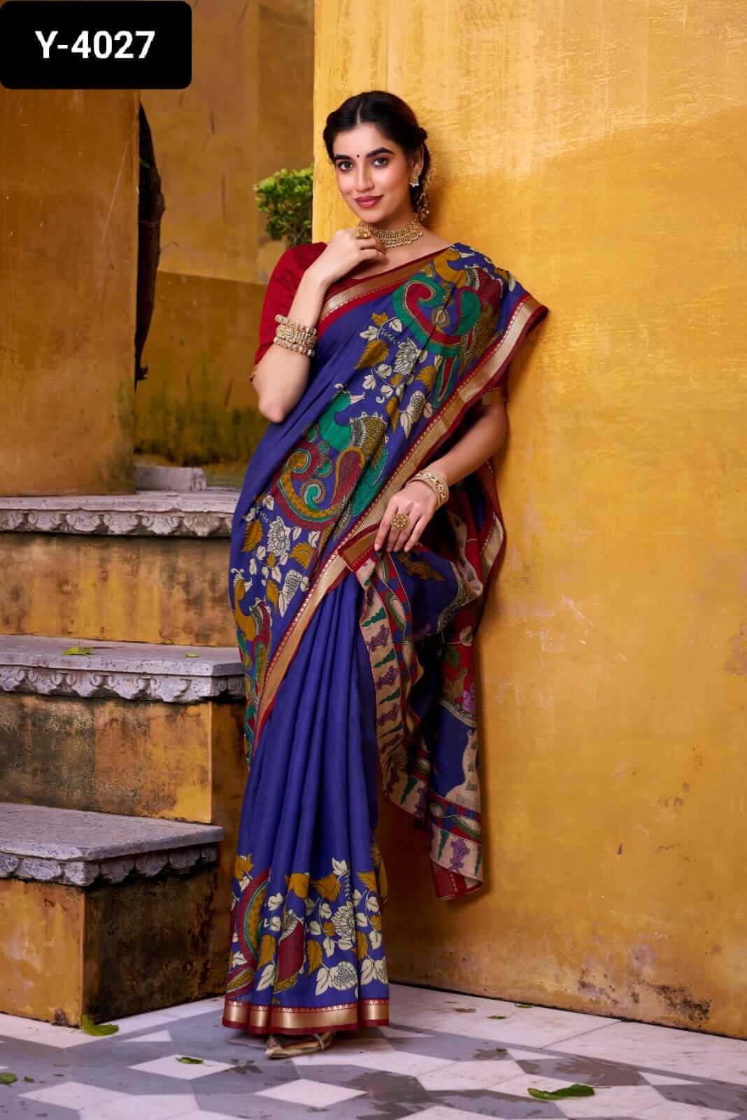 Polyester Viscose Chanderi Saree 4 Colours
