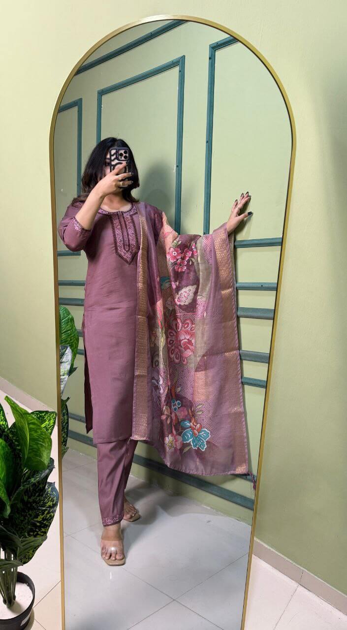 Premium Roman Silk Kurti Set for Women