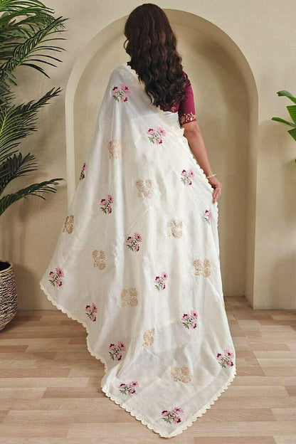 white saree for women