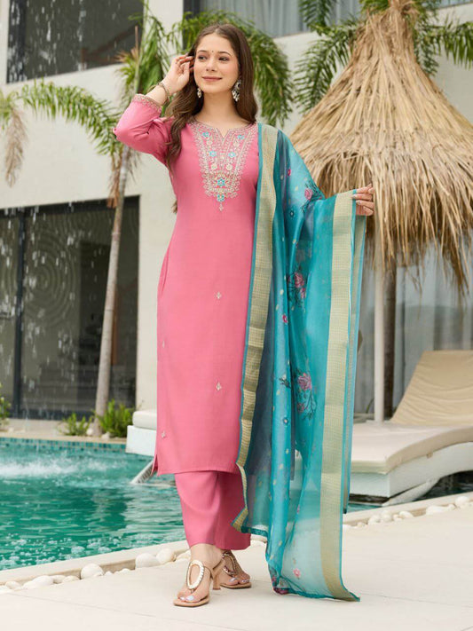 Pure Viscose Chanderi Silk Kurti Set