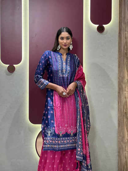 navy blue Kurti with Plazzo set for women