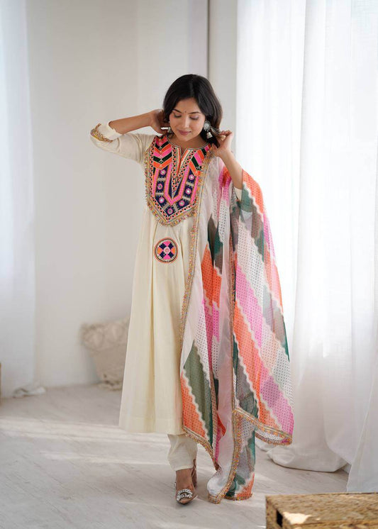 white gown set for women gown pant dupatta 