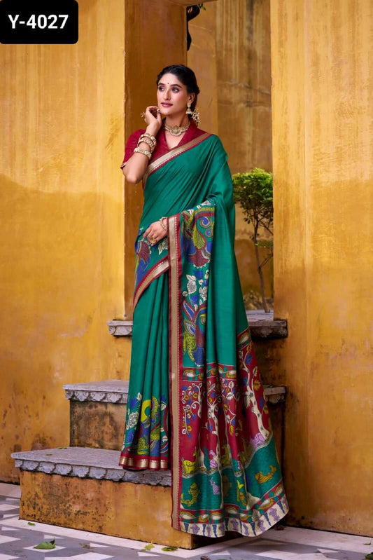 Polyester Viscose Chanderi Saree 4 Colours