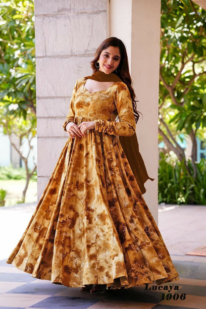 digital printed gown set for women Anarkali set