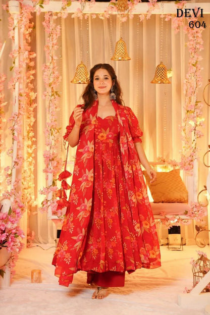 Gown Tebby Silk With Digital Printed