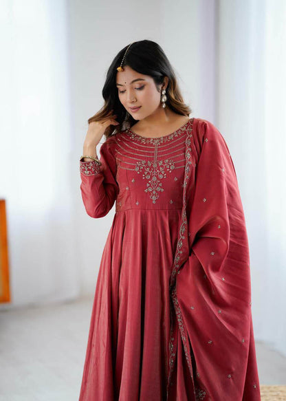 Pure Roman Silk Beautiful Anarkali Suit For Women