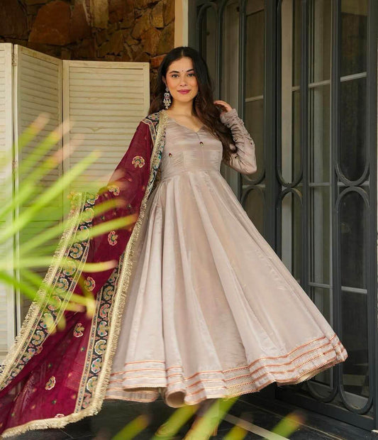 Fully stitched gown set for women
