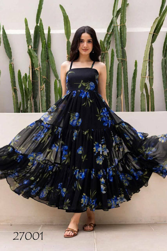 black gown for women l faux gown l Ajinkya Shop