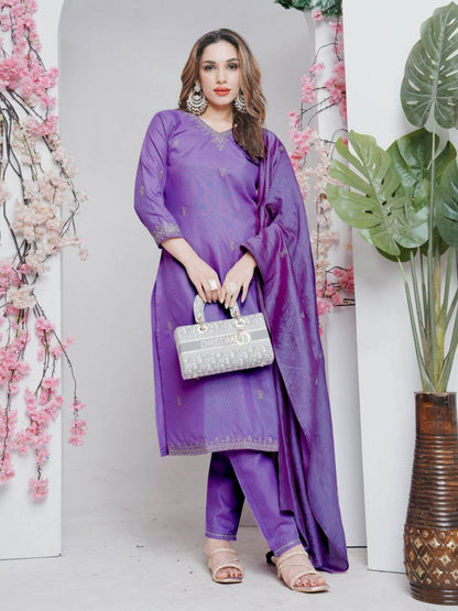 Rayon Lavender kurti Set for Women