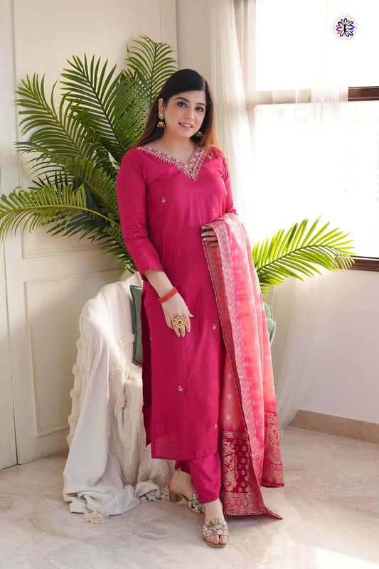pink kurti set for women 