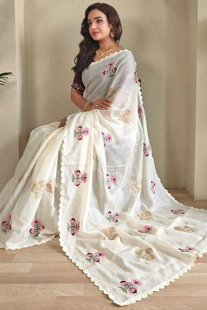 white saree for women
