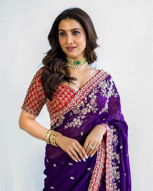 Soft Rangoli blooming silk saree for women