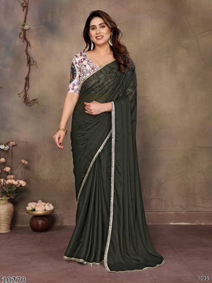 green saree for women georgette saree Ajinkya Shop