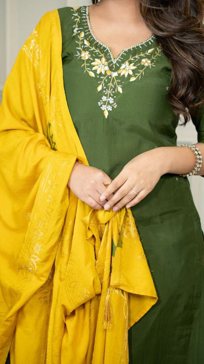 Premium Roman Silk Kurti Set For Women