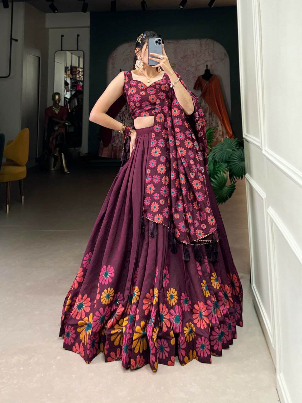 maroon lehenga for women silk lehenga 
