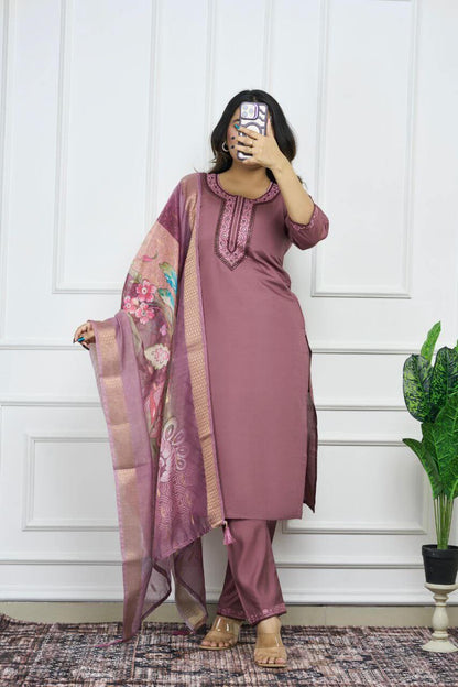Premium Roman Silk Kurti Set for Women