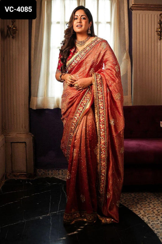 Banarasi Crush with embroidery saree