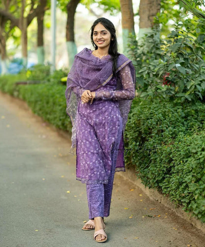 Cotton Purple kurti Set for Women