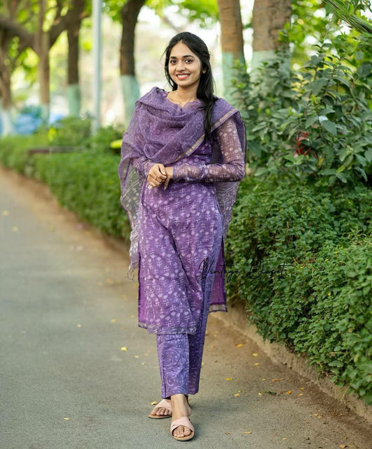 Cotton Purple kurti Set for Women