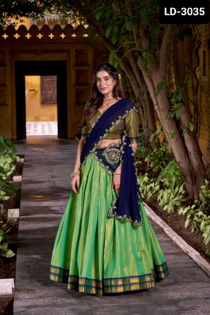 Kanchipuram half saree for women 3 colors