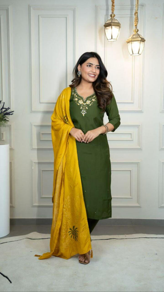 Premium Roman Silk Kurti Set For Women