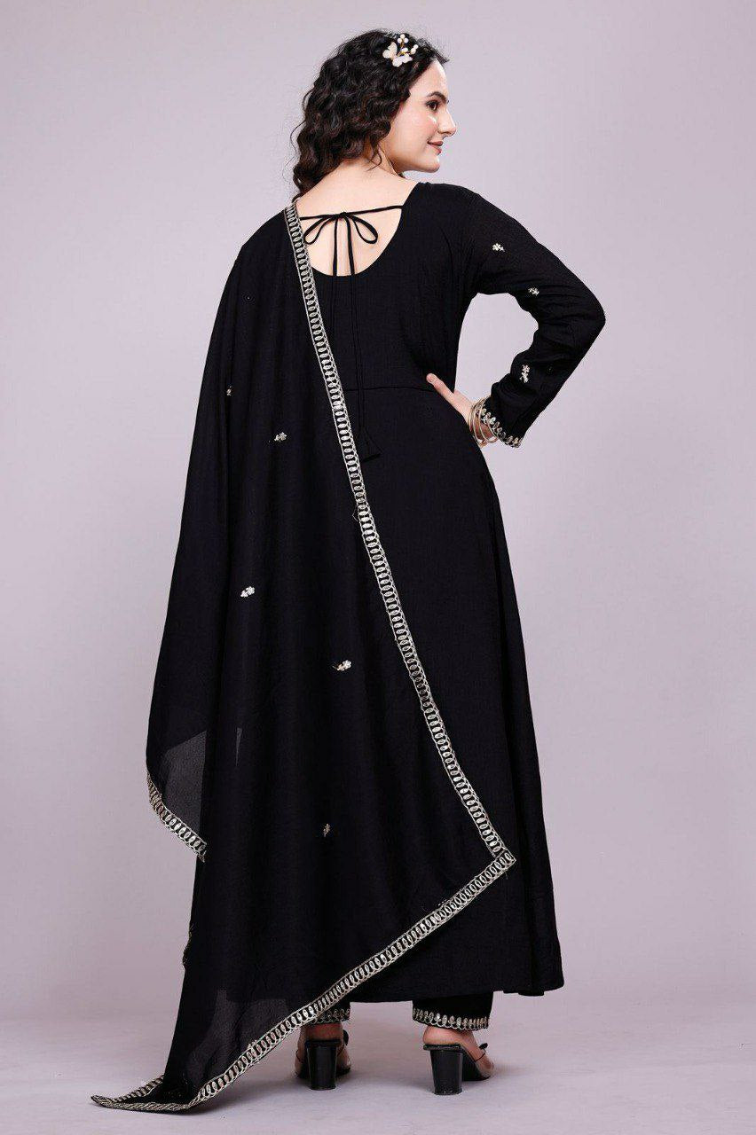 black kurti set for women kurti pant dupatta
