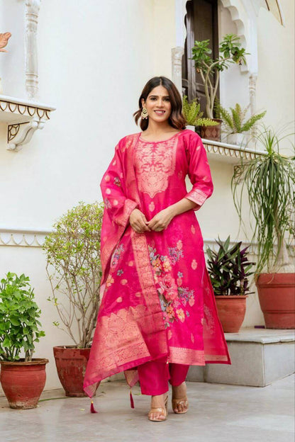 Pure Viscose Jacquard kurti set for women