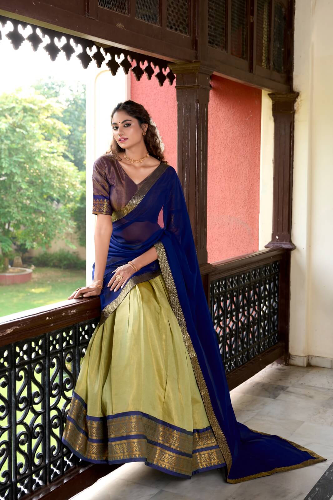 Blue Lehenga saree for women 