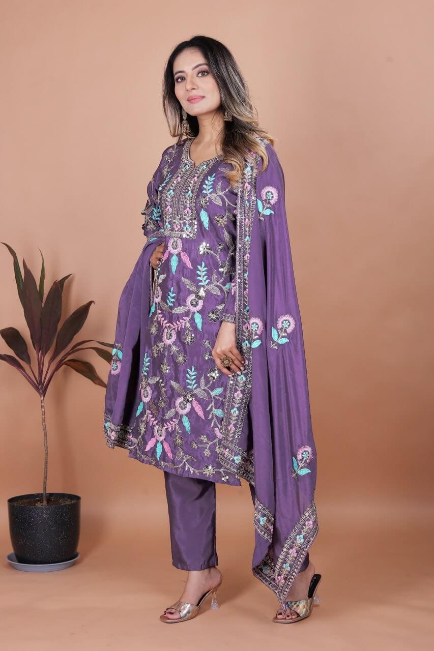 Purple kurti Set for Women