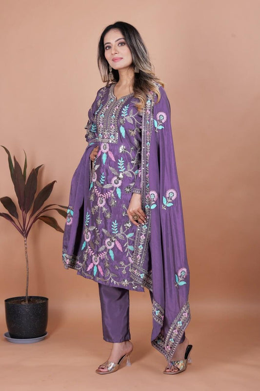 Purple kurti Set for Women
