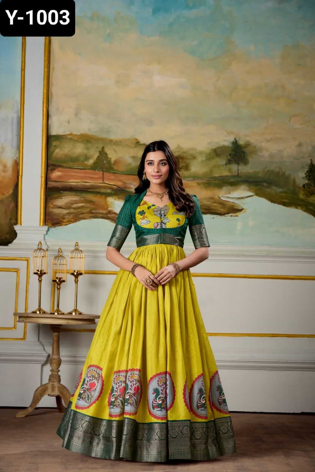 yellow gown with koti for women beautiful gown set for women
