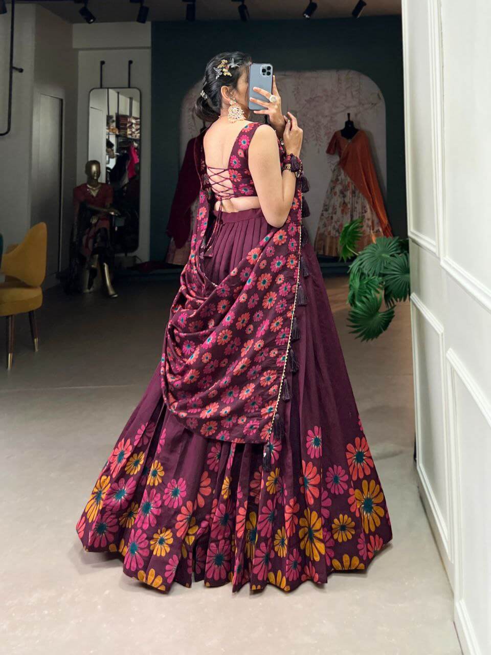 maroon lehenga for women silk lehenga 