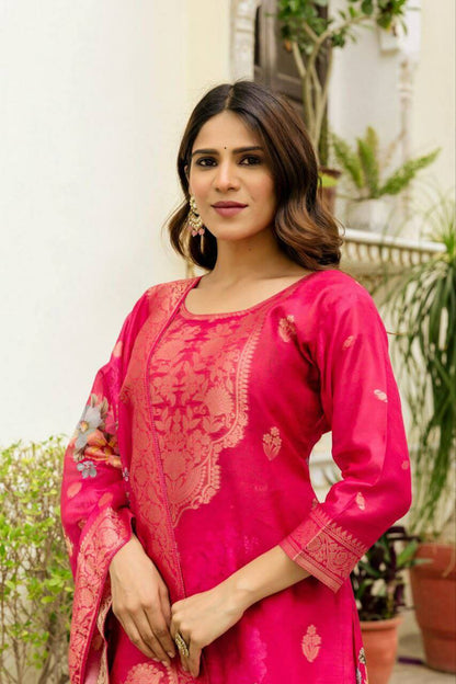 Pure Viscose Jacquard kurti set for women