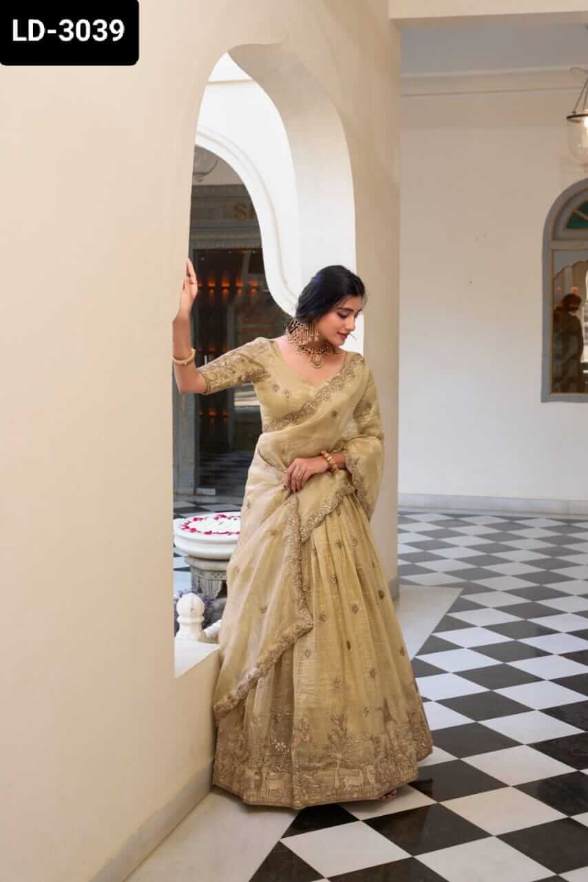 Gold Crush Lehenga saree for women 4 colors
