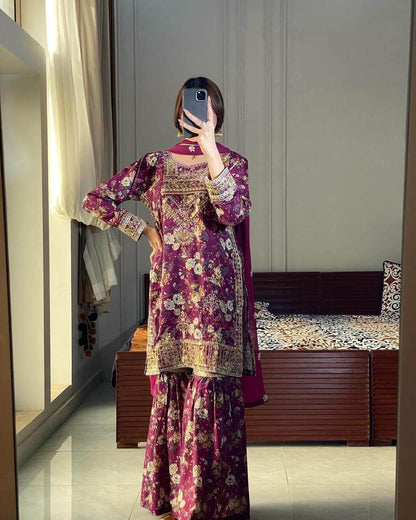 Pure Chinon Silk Sharara Suit for women