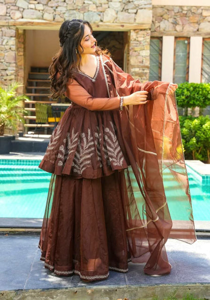 kurti set for women brown kurti set kurti pant dupatta 