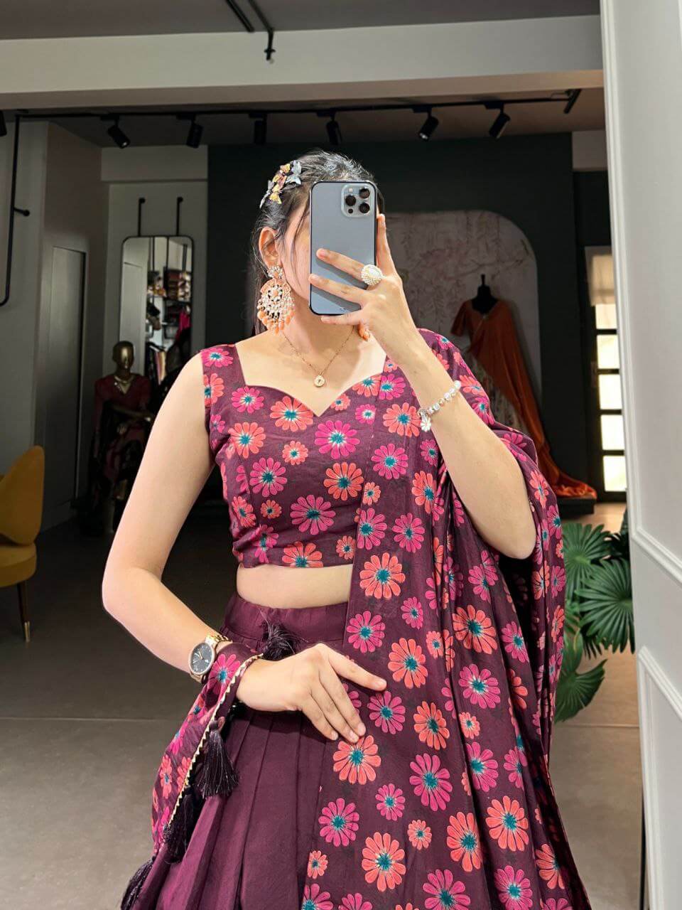 maroon lehenga for women silk lehenga 