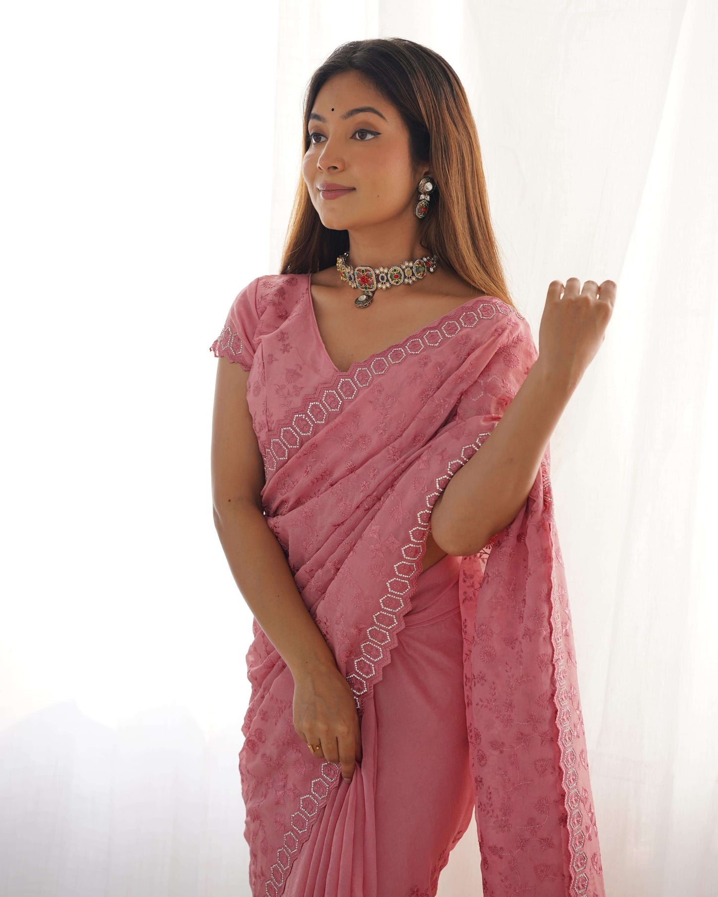 Pure silky crush saree for women
