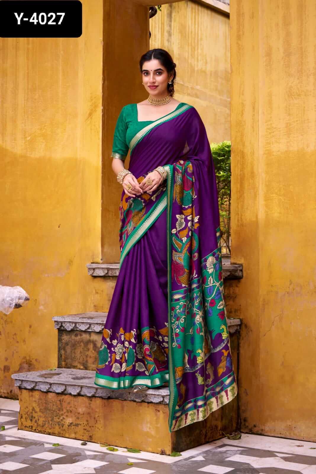 Polyester Viscose Chanderi Saree 4 Colours