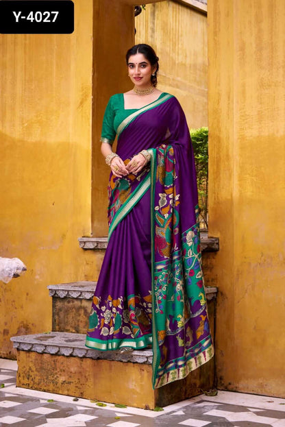 Polyester Viscose Chanderi Saree 4 Colours