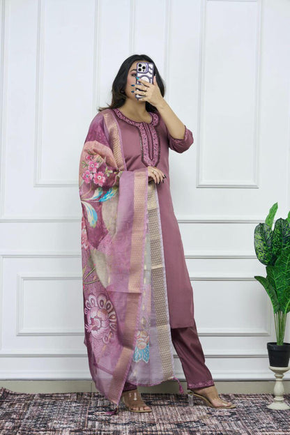 Premium Roman Silk Kurti Set for Women