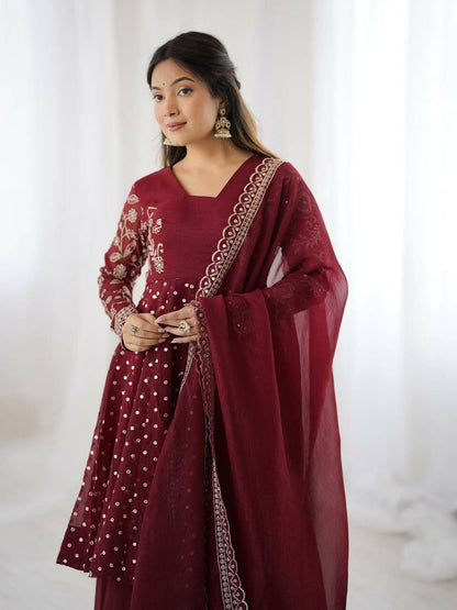 Maroon Sharara Suit for women