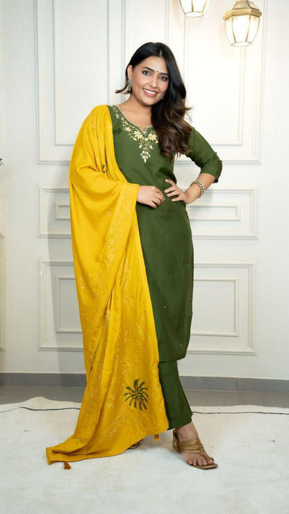 Premium Roman Silk Kurti Set For Women