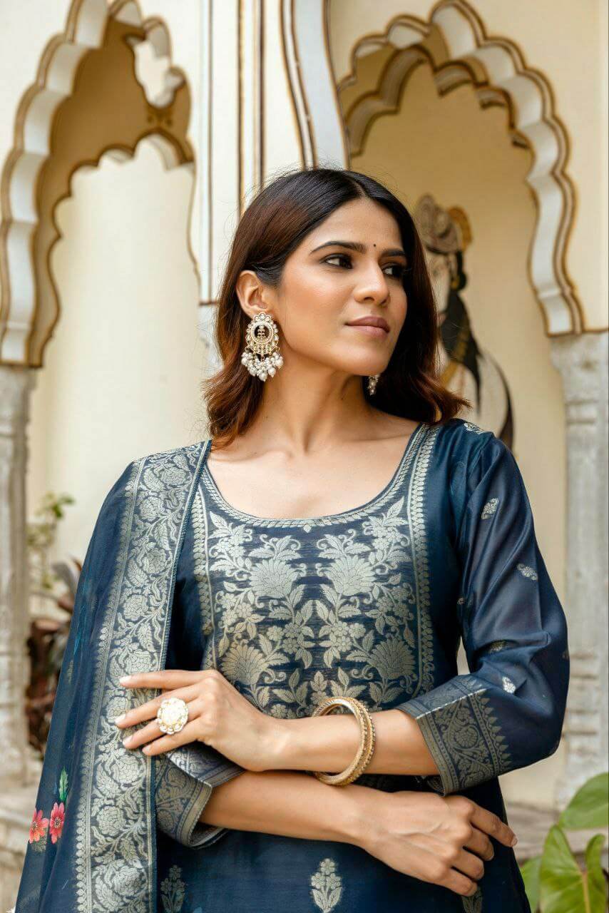 Pure Viscose Jacquard kurti set for women