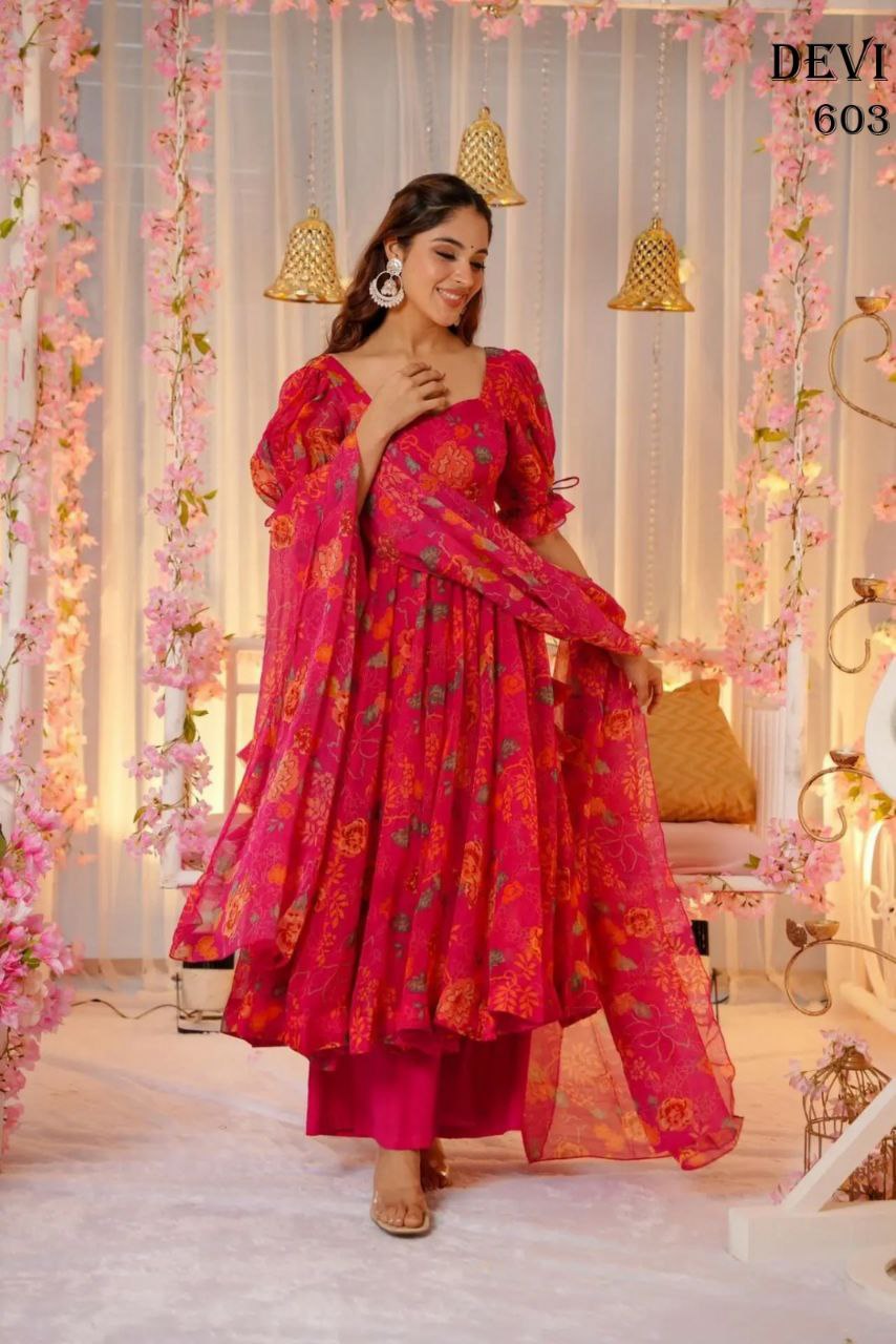 Gown Tebby Silk With Digital Printed