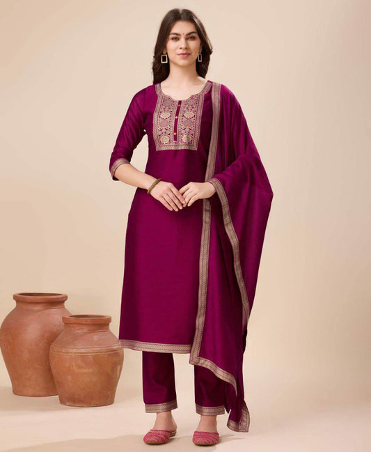 Ethnic Motifs8 Jacquard Kurti Set Kurti, Pant & Dupatta