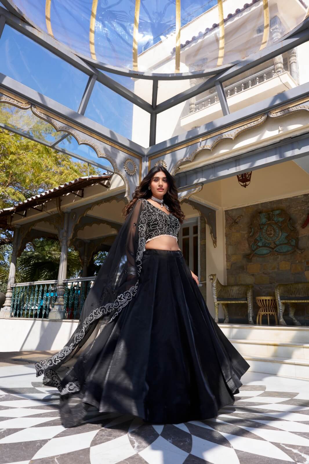 Stain Black lehenga for women 
