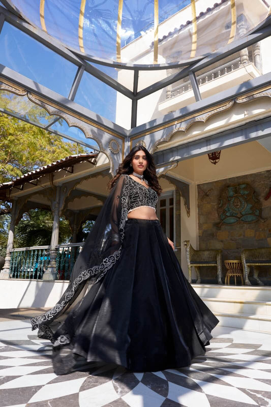 Stain Black lehenga for women 