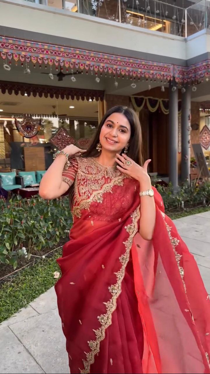 Saree for women red color