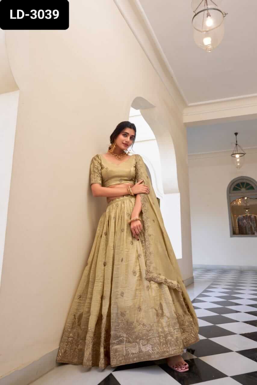 Gold Crush Lehenga saree for women 4 colors